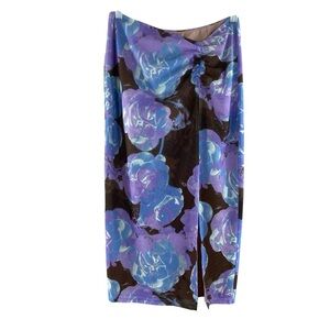 White Fox One Wish‎ Purple and Blue Floral Mesh High Slit Skirt Sz S